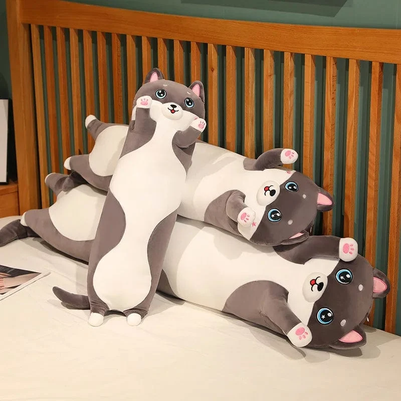 Schöne Husky-Kuscheltiere, Hunde, Wurfkissen, Seitenschlafkissen, langes Kissen, Geburtstagsgeschenk für Kinder und Erwachsene, süßes Geschenk