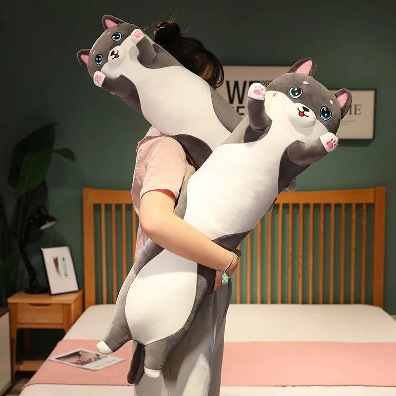 Schöne Husky-Kuscheltiere, Hunde, Wurfkissen, Seitenschlafkissen, langes Kissen, Geburtstagsgeschenk für Kinder und Erwachsene, süßes Geschenk
