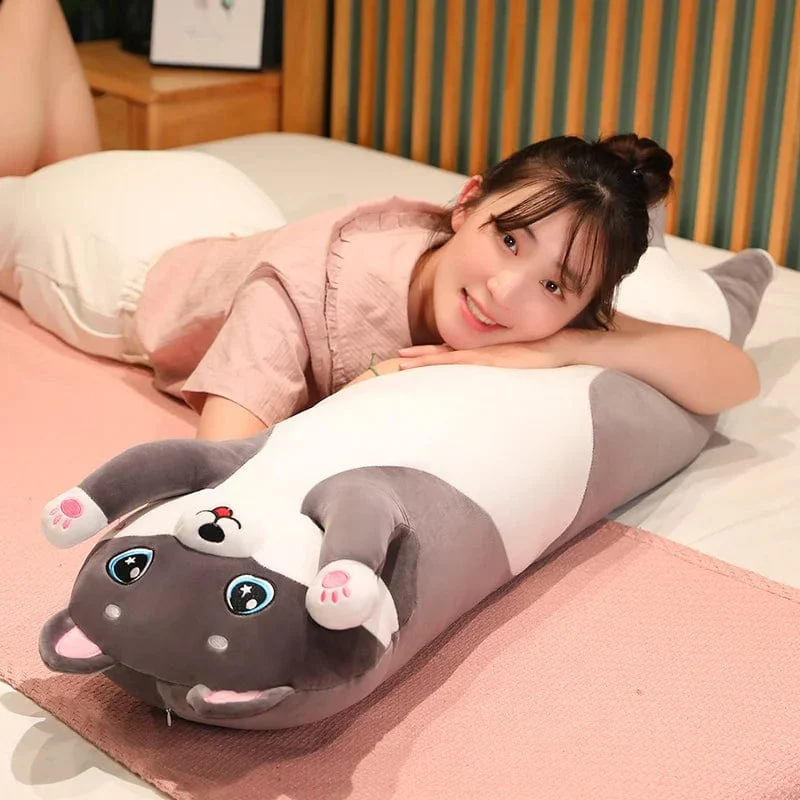 Schöne Husky-Kuscheltiere, Hunde, Wurfkissen, Seitenschlafkissen, langes Kissen, Geburtstagsgeschenk für Kinder und Erwachsene, süßes Geschenk