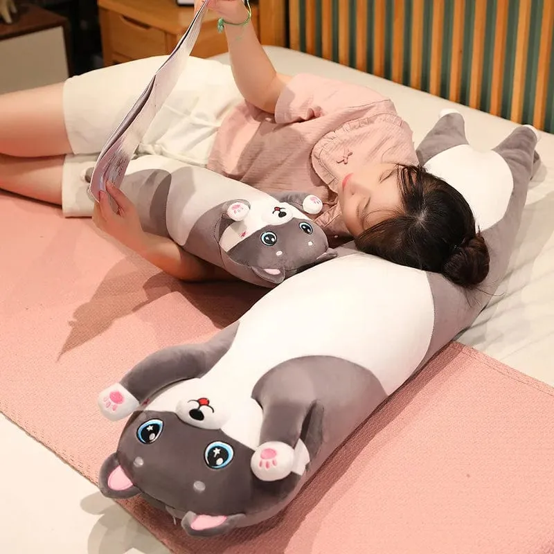 Schöne Husky-Kuscheltiere, Hunde, Wurfkissen, Seitenschlafkissen, langes Kissen, Geburtstagsgeschenk für Kinder und Erwachsene, süßes Geschenk