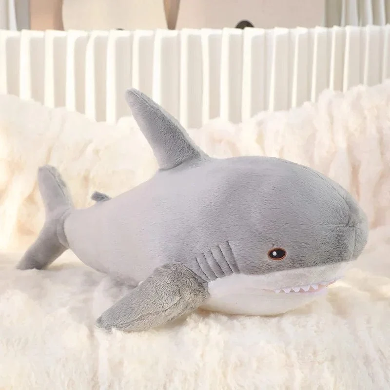 55 cm Blauhai-Plüschtier, gefüllt, weich, Cartoon, Meerestier, Puppe, Baby, Umarmungskissen, Sofakissen, schönes Kindergeburtstagsgeschenk