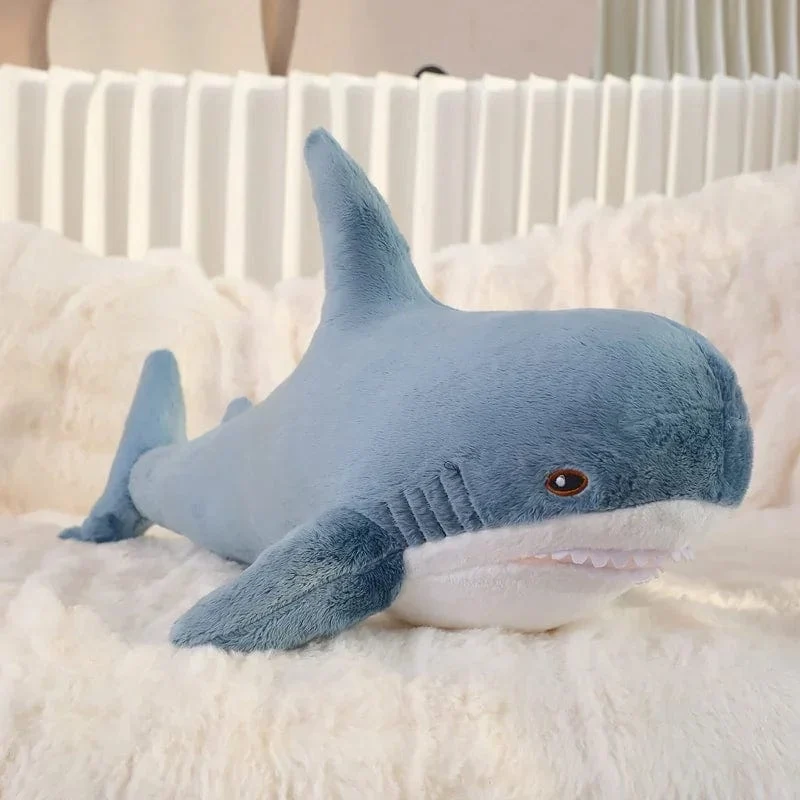 55 cm Blauhai-Plüschtier, gefüllt, weich, Cartoon, Meerestier, Puppe, Baby, Umarmungskissen, Sofakissen, schönes Kindergeburtstagsgeschenk