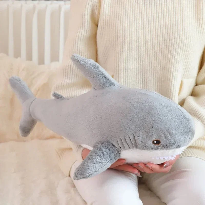 55 cm Blauhai-Plüschtier, gefüllt, weich, Cartoon, Meerestier, Puppe, Baby, Umarmungskissen, Sofakissen, schönes Kindergeburtstagsgeschenk
