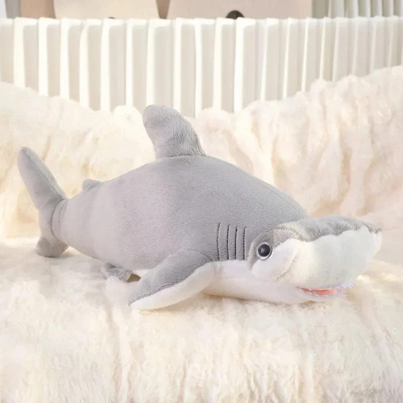 55 cm Blauhai-Plüschtier, gefüllt, weich, Cartoon, Meerestier, Puppe, Baby, Umarmungskissen, Sofakissen, schönes Kindergeburtstagsgeschenk