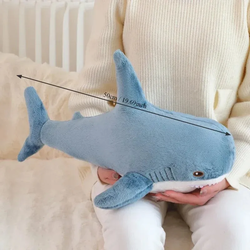55 cm Blauhai-Plüschtier, gefüllt, weich, Cartoon, Meerestier, Puppe, Baby, Umarmungskissen, Sofakissen, schönes Kindergeburtstagsgeschenk