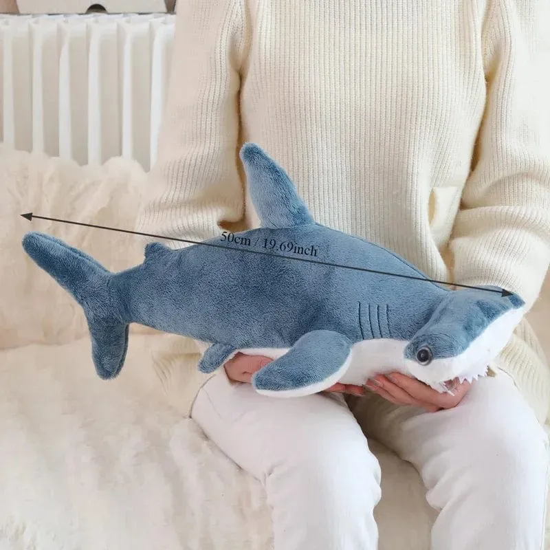 55 cm Blauhai-Plüschtier, gefüllt, weich, Cartoon, Meerestier, Puppe, Baby, Umarmungskissen, Sofakissen, schönes Kindergeburtstagsgeschenk