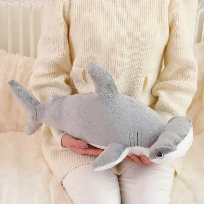 55 cm Blauhai-Plüschtier, gefüllt, weich, Cartoon, Meerestier, Puppe, Baby, Umarmungskissen, Sofakissen, schönes Kindergeburtstagsgeschenk