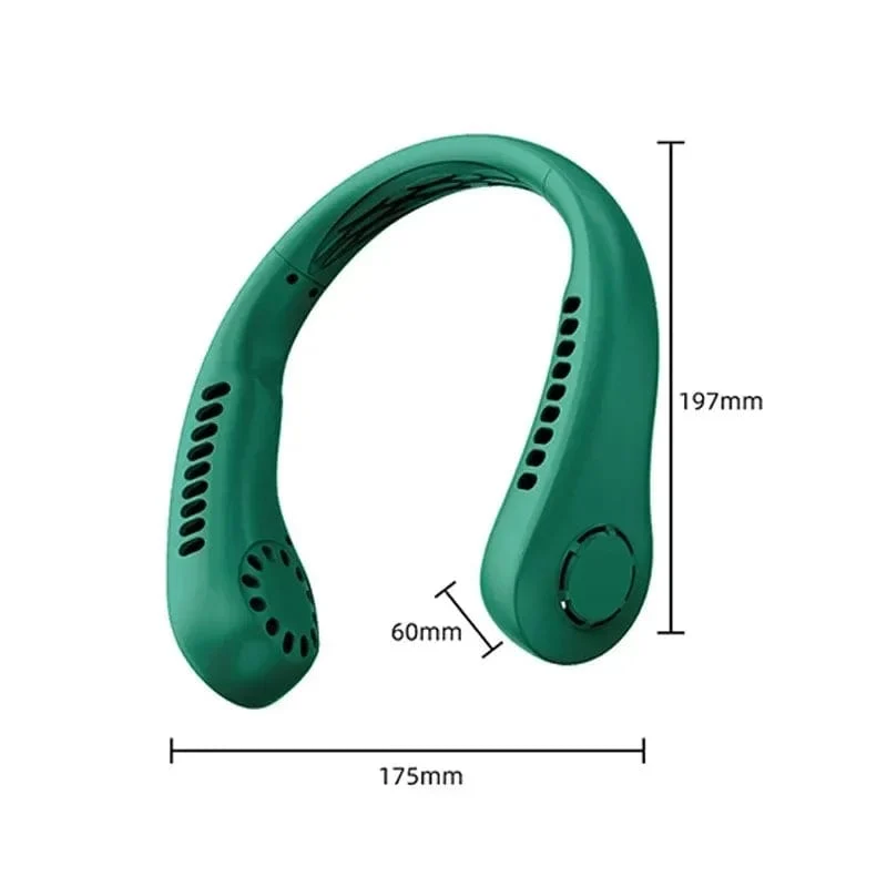 Neuer Mini-Halsventilator, tragbar, flügellos, zum Aufhängen am Hals, wiederaufladbarer 1200-mAh-Luftkühler, 3 Geschwindigkeiten, Mini-Sommersportventilatoren