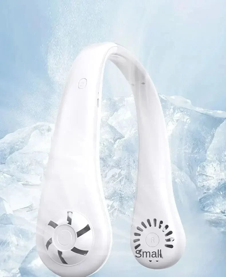 2024 1200 mAh Neuer Mini-Halsventilator Tragbarer, blattloser, wiederaufladbarer Hals-Luftkühler 3-Gang-Mini-Sommersportventilator für den Außenbereich