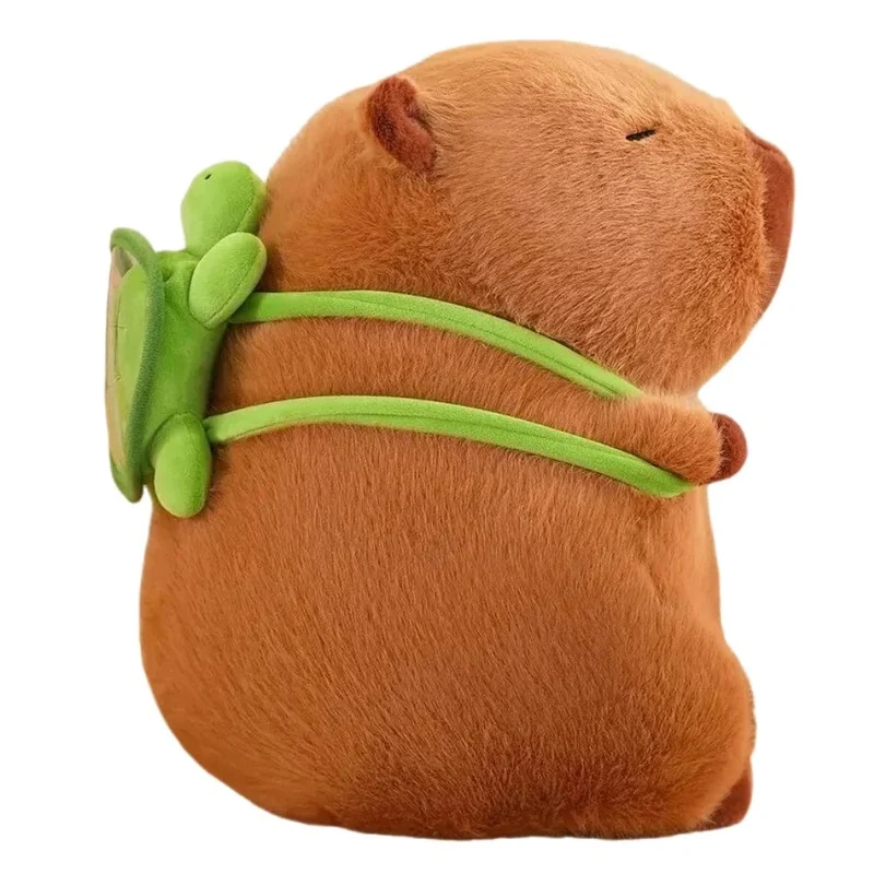 Süßes Capybara-Plüschtier, Kawaii, flauschiges Capybara mit Schildkrötentasche, Erdbeerkappe, Kuscheltiere, Kindergeschenk, Heimdekoration