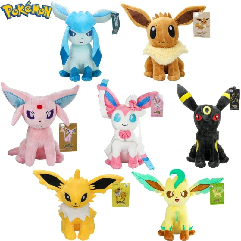 Oringinal Plüschtiere Eevee Evolution Sylveon Umbreon Espeon Sylveon Glaceon Jolteon Kuscheltiere Peluche Puppen Geschenke