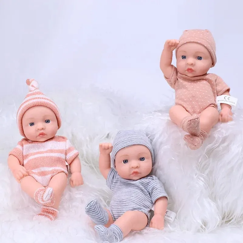 20 cm Reborn Baby Puppe Kleinkind echte Soft Touch Mini weiche und Ganzkörper-Silikon Reborn Kleinkind Puppe lebensechte Neugeborene Puppe Spielzeug