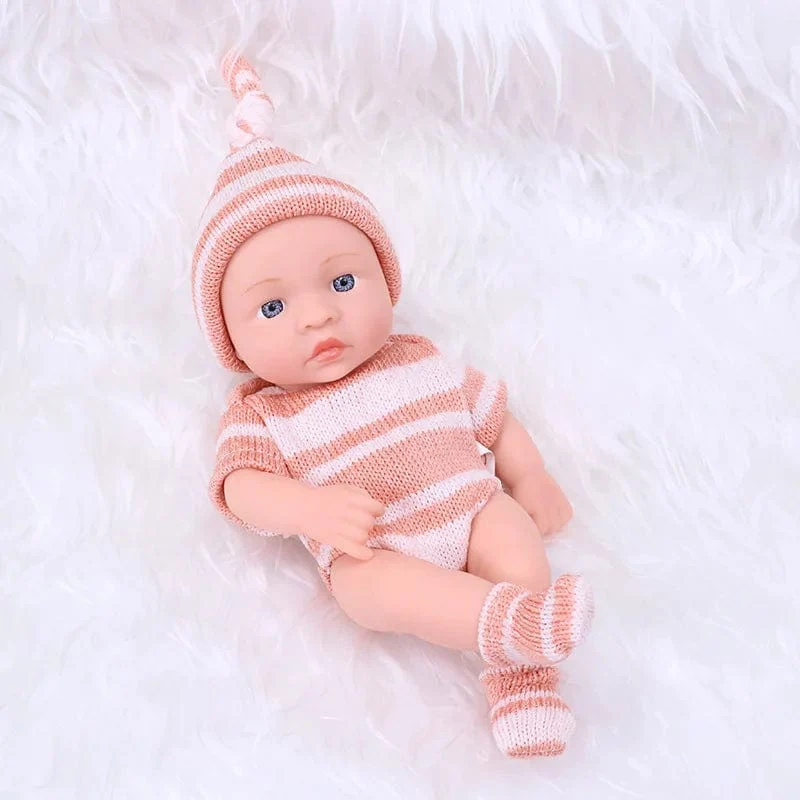 20 cm Reborn Baby Puppe Kleinkind echte Soft Touch Mini weiche und Ganzkörper-Silikon Reborn Kleinkind Puppe lebensechte Neugeborene Puppe Spielzeug