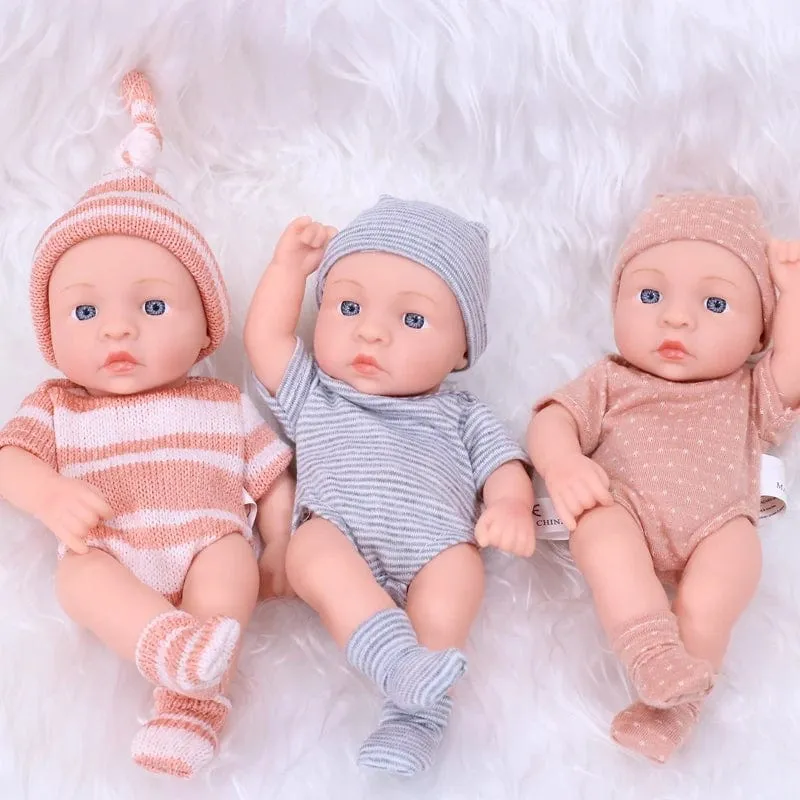20 cm Reborn Baby Puppe Kleinkind echte Soft Touch Mini weiche und Ganzkörper-Silikon Reborn Kleinkind Puppe lebensechte Neugeborene Puppe Spielzeug