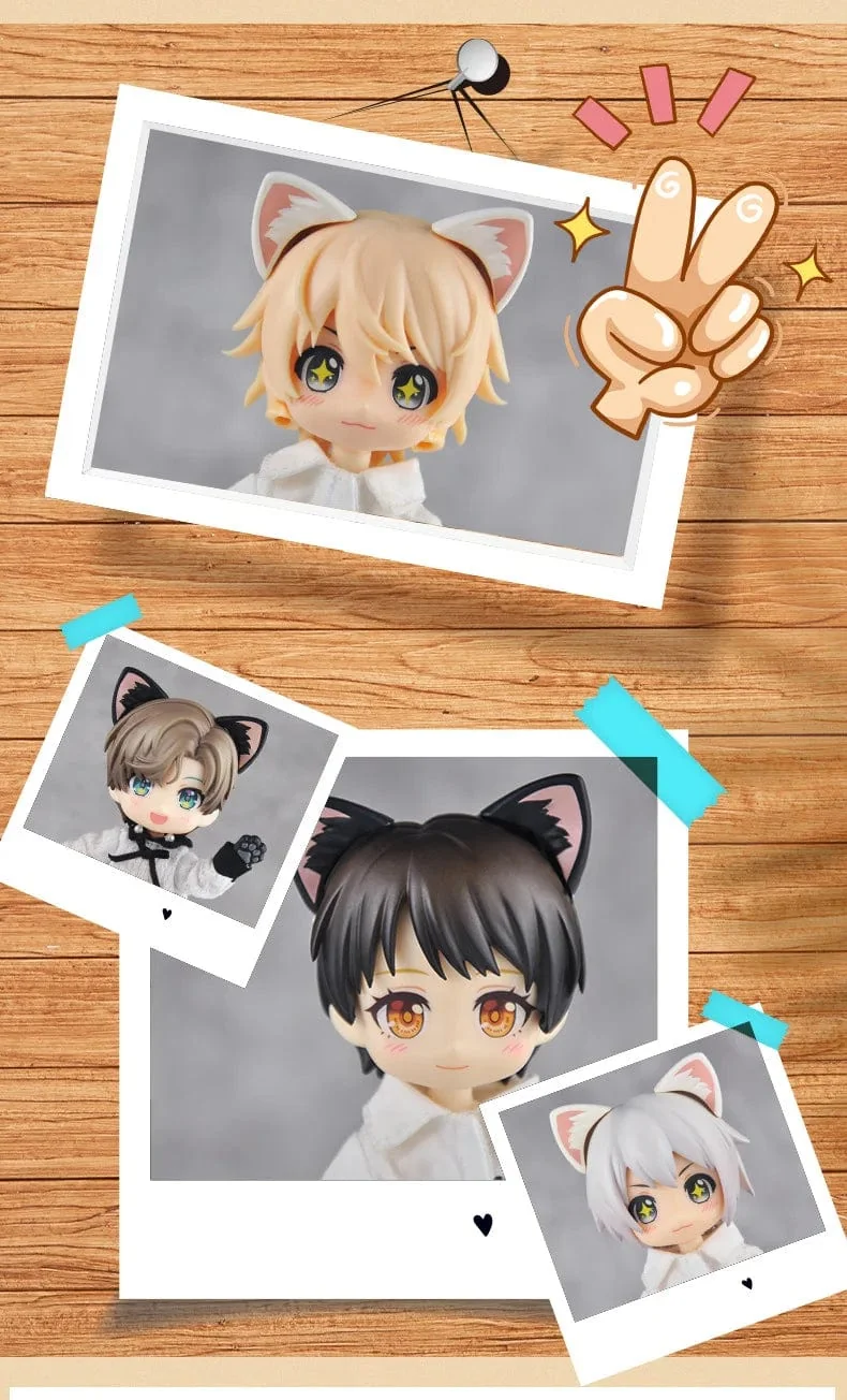 OB11 Puppenmagnet schwarze Katzenohren weiße Hasenohren Ersatzkopf Zubehör für Nendoroids, Obitsu 11, Gsc Kopf, 1/12 Bjd