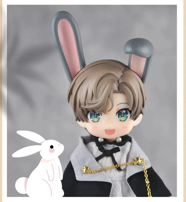 OB11 Puppenmagnet schwarze Katzenohren weiße Hasenohren Ersatzkopf Zubehör für Nendoroids, Obitsu 11, Gsc Kopf, 1/12 Bjd
