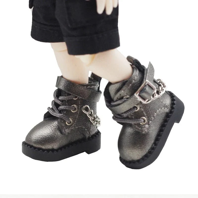1 Paar Puppenschuhe Schöne Kettenstiefel Neue lässige handgefertigte Ob11 DOD 1/12 Bjd Puppenschuhe Puppenzubehör
