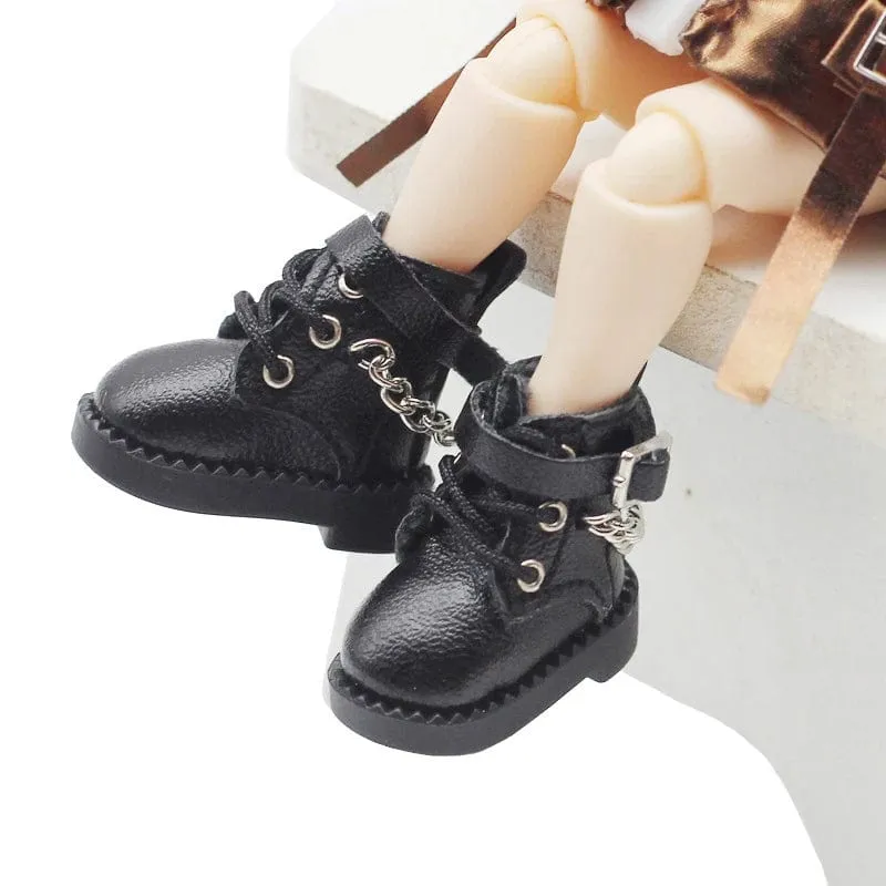 1 Paar Puppenschuhe Schöne Kettenstiefel Neue lässige handgefertigte Ob11 DOD 1/12 Bjd Puppenschuhe Puppenzubehör