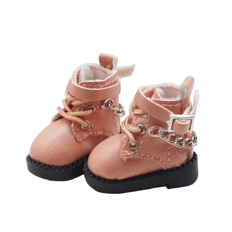 1 Paar Puppenschuhe Schöne Kettenstiefel Neue lässige handgefertigte Ob11 DOD 1/12 Bjd Puppenschuhe Puppenzubehör