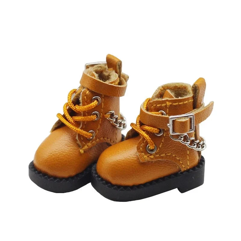 1 Paar Puppenschuhe Schöne Kettenstiefel Neue lässige handgefertigte Ob11 DOD 1/12 Bjd Puppenschuhe Puppenzubehör