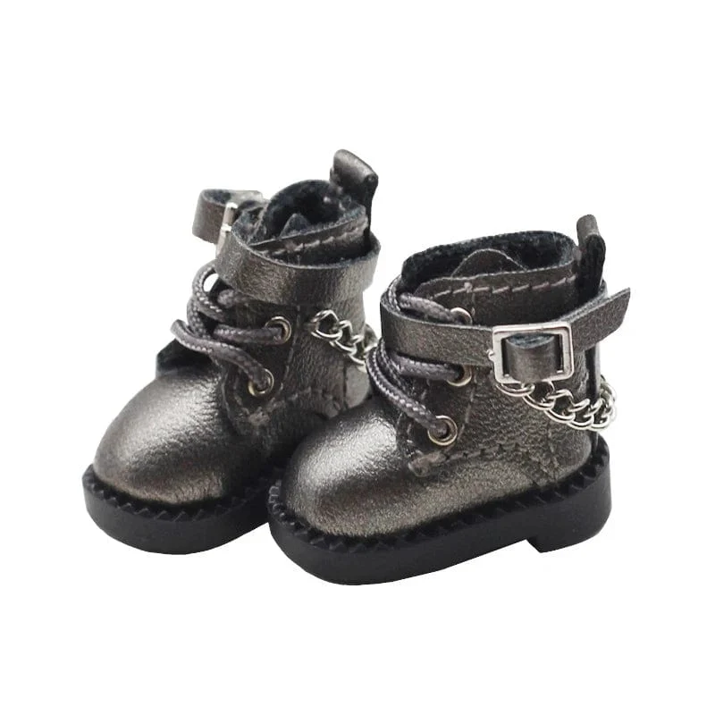 1 Paar Puppenschuhe Schöne Kettenstiefel Neue lässige handgefertigte Ob11 DOD 1/12 Bjd Puppenschuhe Puppenzubehör