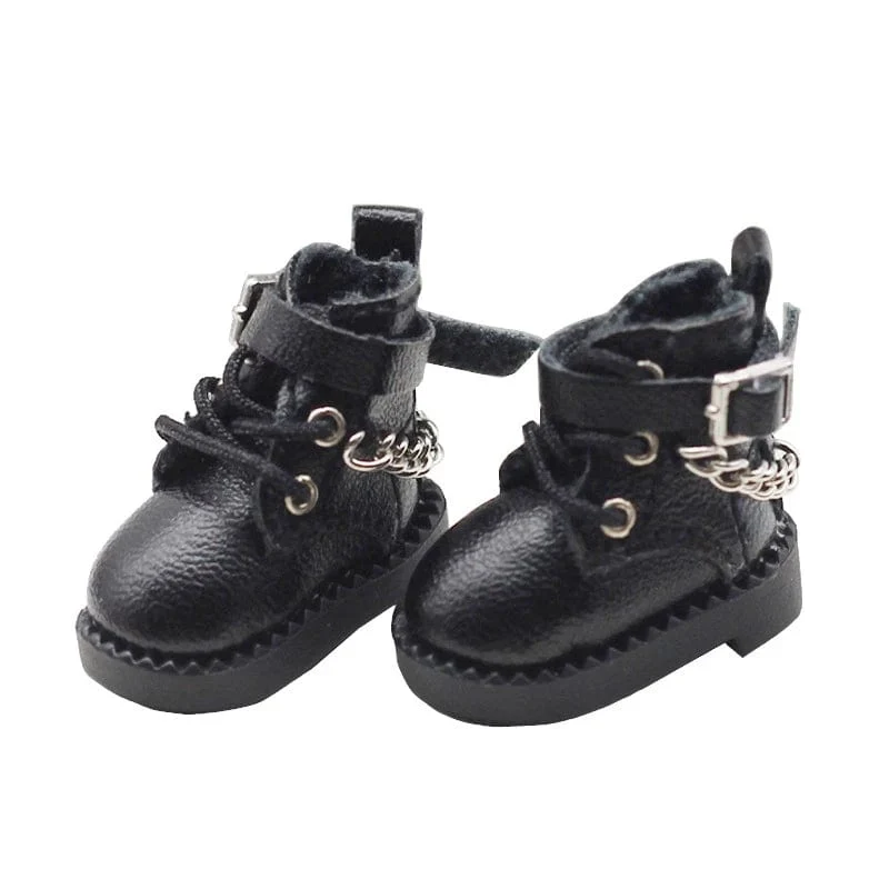 1 Paar Puppenschuhe Schöne Kettenstiefel Neue lässige handgefertigte Ob11 DOD 1/12 Bjd Puppenschuhe Puppenzubehör