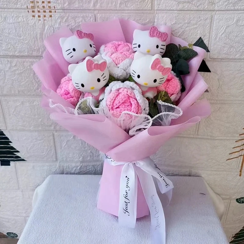Hallo Kitty Cartoon Plüsch Bouquet Anime Rose Seife Blumen Puppe Hause Hochzeit Dekoration Weihnachten Valentinstag Geschenk