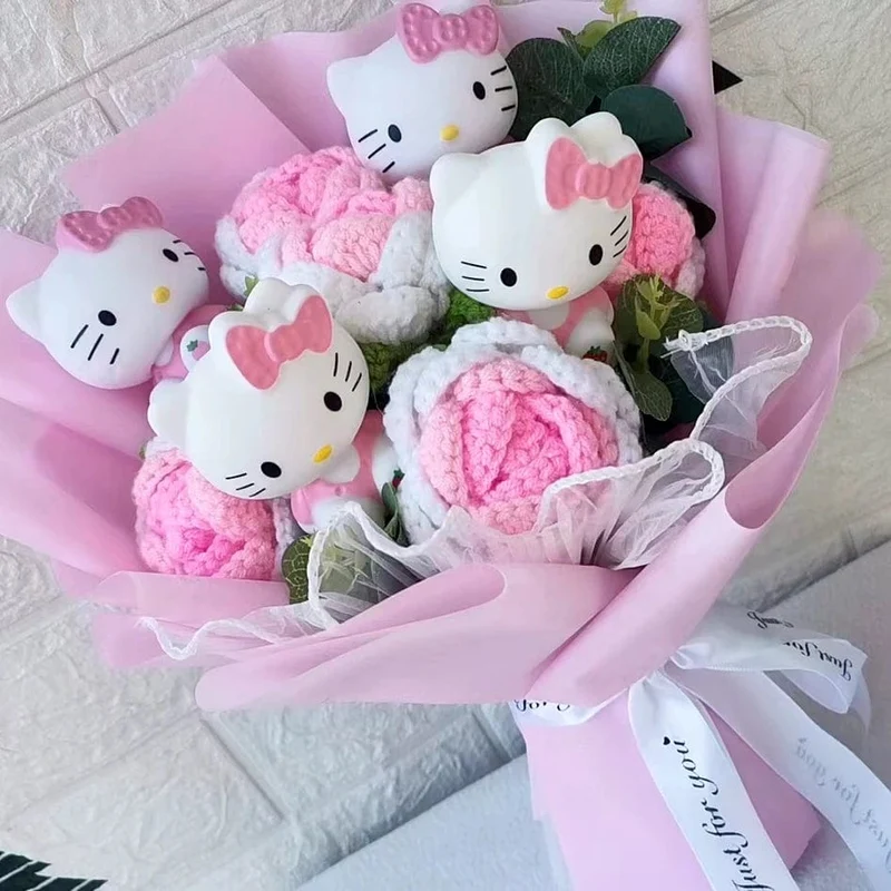 Hallo Kitty Cartoon Plüsch Bouquet Anime Rose Seife Blumen Puppe Hause Hochzeit Dekoration Weihnachten Valentinstag Geschenk