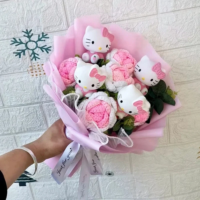 Hallo Kitty Cartoon Plüsch Bouquet Anime Rose Seife Blumen Puppe Hause Hochzeit Dekoration Weihnachten Valentinstag Geschenk