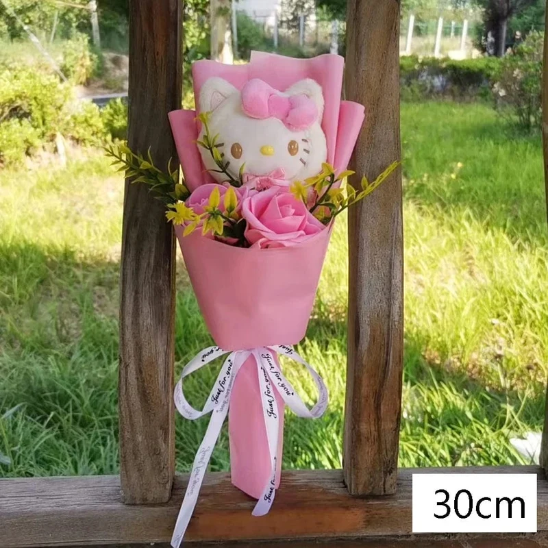 Hallo Kitty Cartoon Plüsch Bouquet Anime Rose Seife Blumen Puppe Hause Hochzeit Dekoration Weihnachten Valentinstag Geschenk
