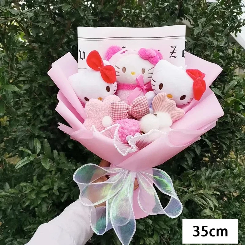 Hallo Kitty Cartoon Plüsch Bouquet Anime Rose Seife Blumen Puppe Hause Hochzeit Dekoration Weihnachten Valentinstag Geschenk