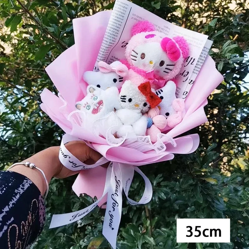 Hallo Kitty Cartoon Plüsch Bouquet Anime Rose Seife Blumen Puppe Hause Hochzeit Dekoration Weihnachten Valentinstag Geschenk