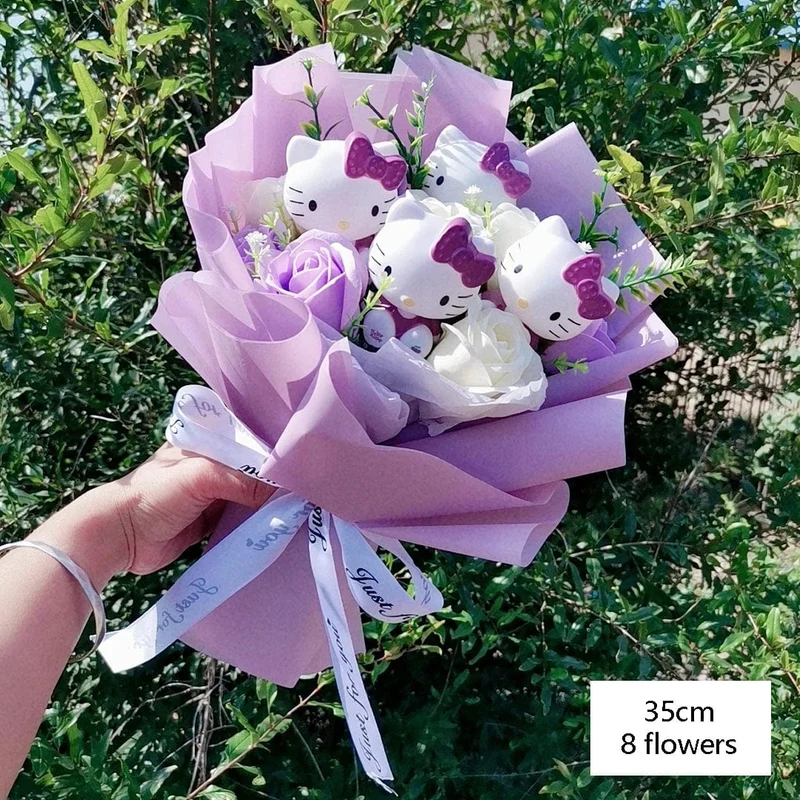 Hallo Kitty Cartoon Plüsch Bouquet Anime Rose Seife Blumen Puppe Hause Hochzeit Dekoration Weihnachten Valentinstag Geschenk