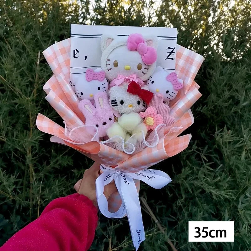 Hallo Kitty Cartoon Plüsch Bouquet Anime Rose Seife Blumen Puppe Hause Hochzeit Dekoration Weihnachten Valentinstag Geschenk