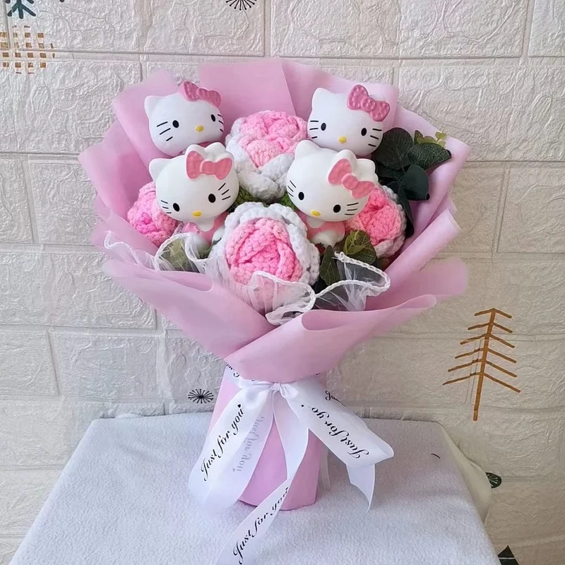 Hallo Kitty Cartoon Plüsch Bouquet Anime Rose Seife Blumen Puppe Hause Hochzeit Dekoration Weihnachten Valentinstag Geschenk