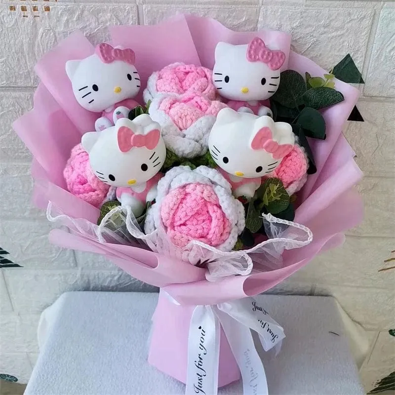 Hallo Kitty Cartoon Plüsch Bouquet Anime Rose Seife Blumen Puppe Hause Hochzeit Dekoration Weihnachten Valentinstag Geschenk
