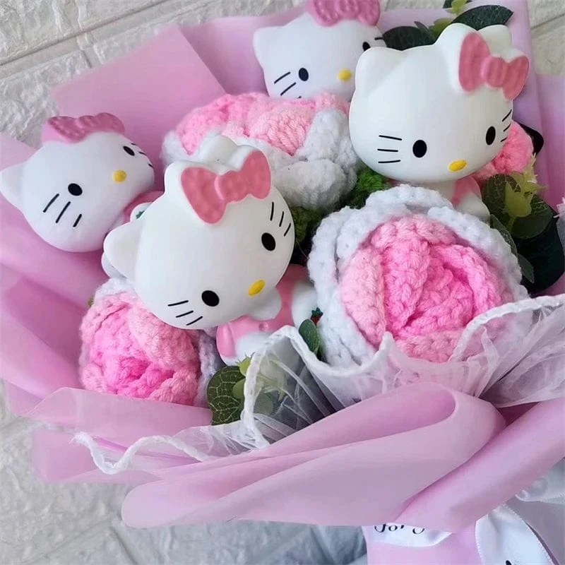 Hallo Kitty Cartoon Plüsch Bouquet Anime Rose Seife Blumen Puppe Hause Hochzeit Dekoration Weihnachten Valentinstag Geschenk
