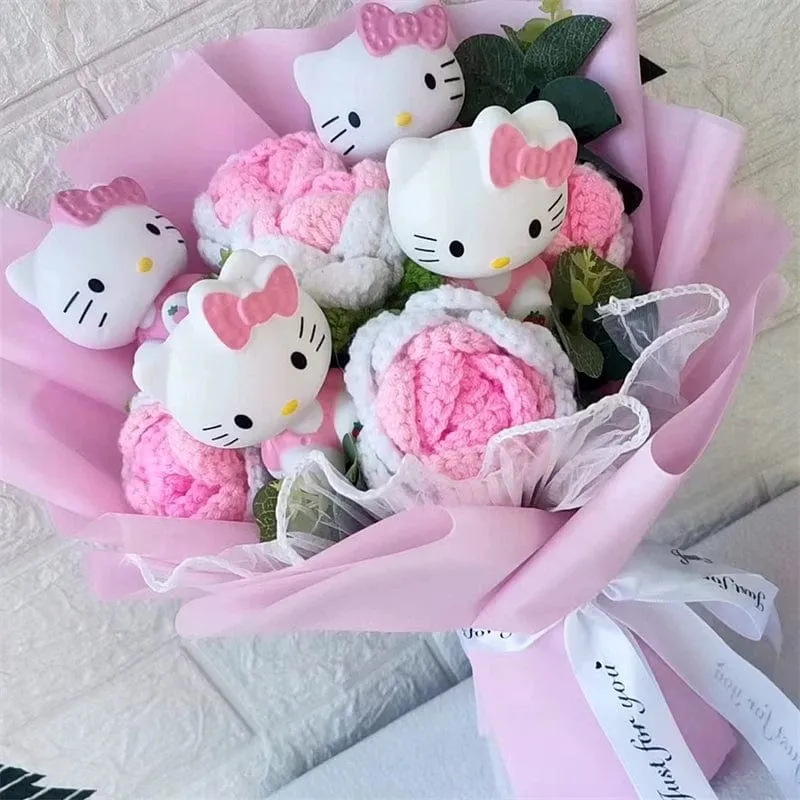 Hallo Kitty Cartoon Plüsch Bouquet Anime Rose Seife Blumen Puppe Hause Hochzeit Dekoration Weihnachten Valentinstag Geschenk