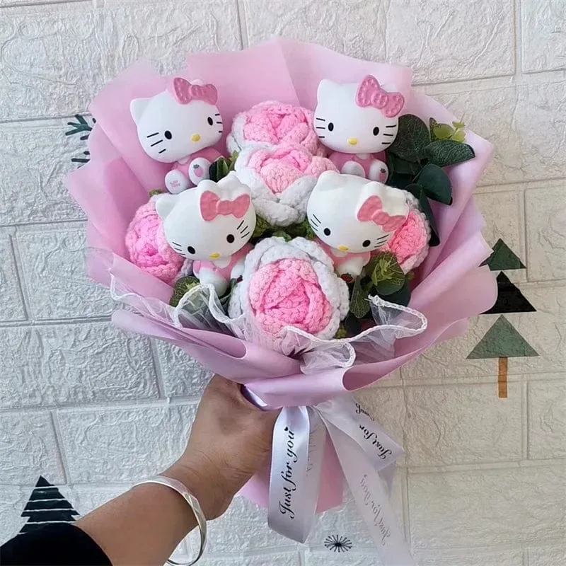 Hallo Kitty Cartoon Plüsch Bouquet Anime Rose Seife Blumen Puppe Hause Hochzeit Dekoration Weihnachten Valentinstag Geschenk