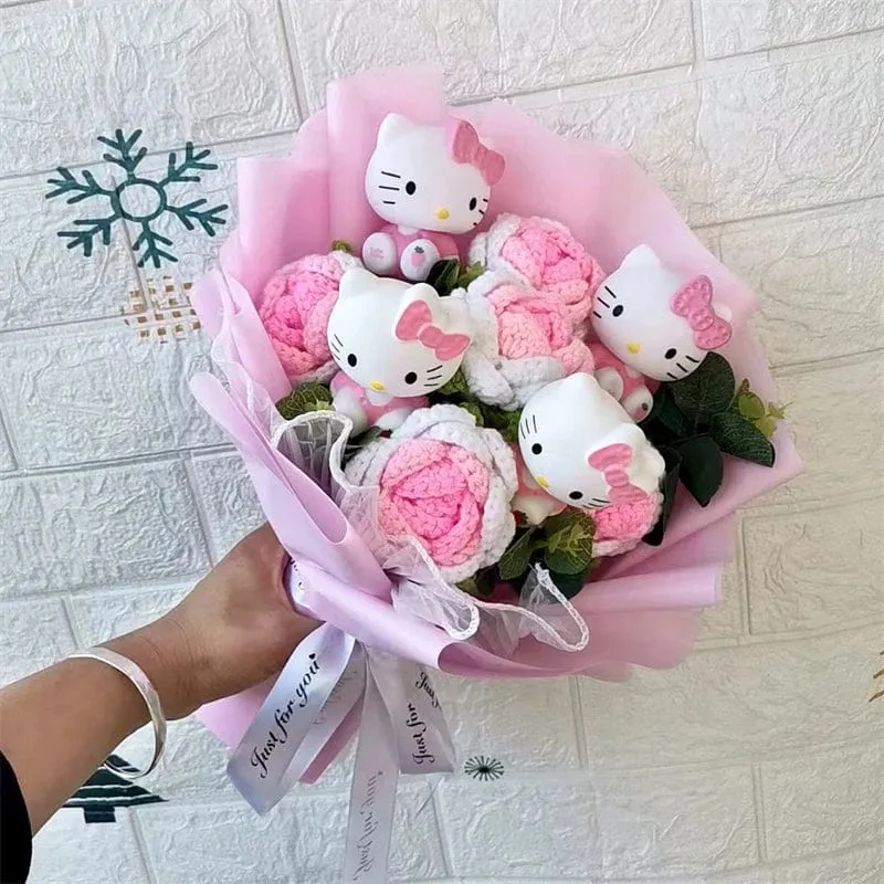 Hallo Kitty Cartoon Plüsch Bouquet Anime Rose Seife Blumen Puppe Hause Hochzeit Dekoration Weihnachten Valentinstag Geschenk