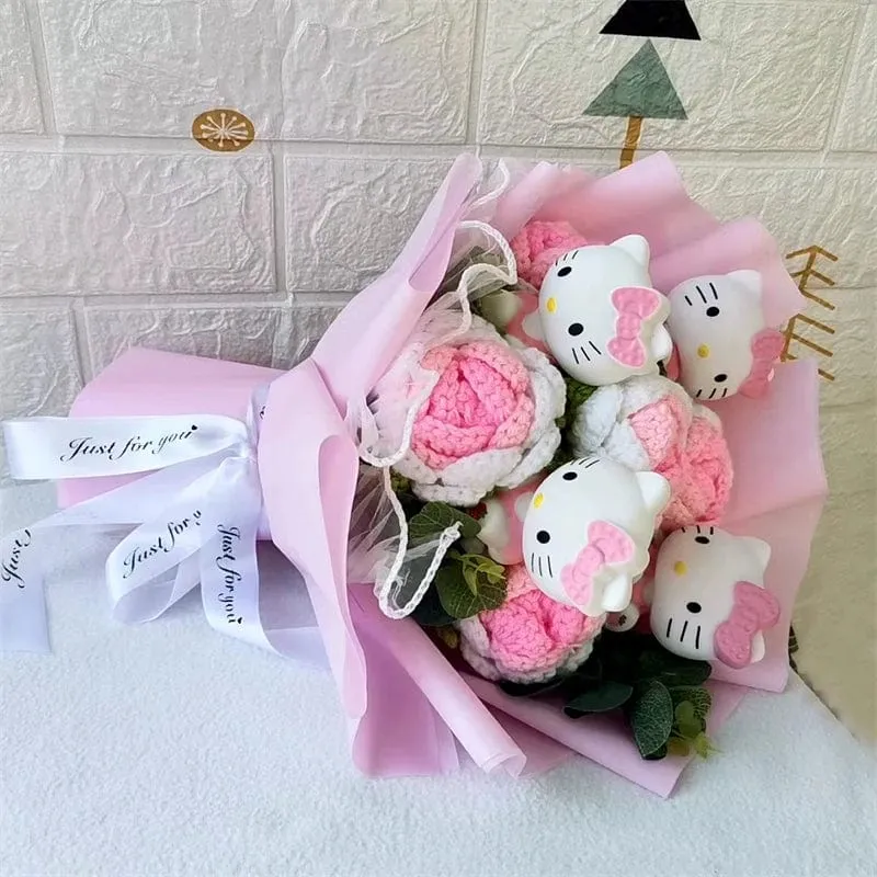 Hallo Kitty Cartoon Plüsch Bouquet Anime Rose Seife Blumen Puppe Hause Hochzeit Dekoration Weihnachten Valentinstag Geschenk
