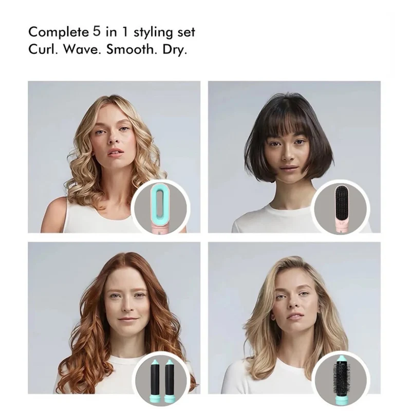 5-in-1-Multistyler, Haartrockner im neuen Design, 5-in-1-Haarstyler mit Lockenstab, Heißluftbürste, Styling-Tool, MultiStyler