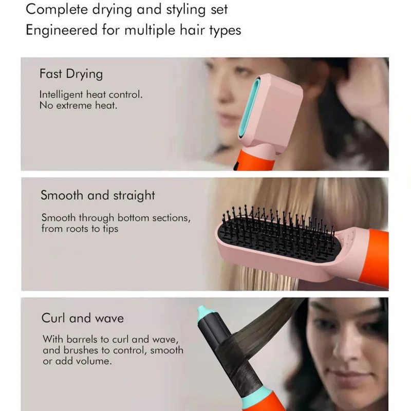 5-in-1-Multistyler, Haartrockner im neuen Design, 5-in-1-Haarstyler mit Lockenstab, Heißluftbürste, Styling-Tool, MultiStyler