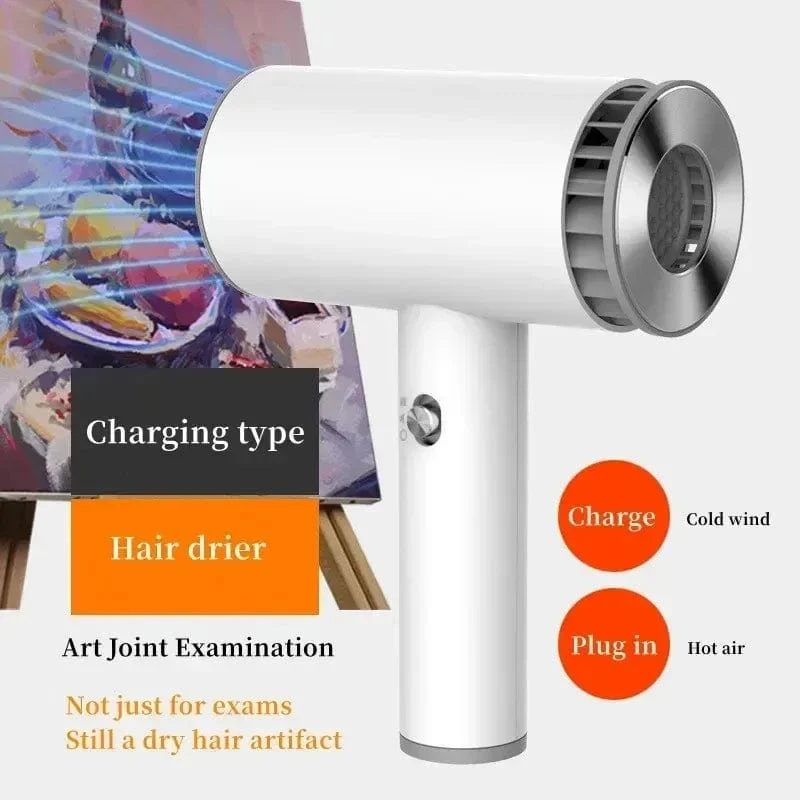 Tragbarer Mini-Haartrockner, 2600 mAh, wiederaufladbar über USB, leistungsstarker kabelloser Anionen-Haartrockner, praktischer Haartrockner