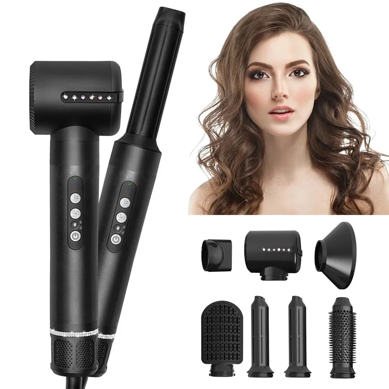 Professioneller Haartrockner, 7-in-1-Hochgeschwindigkeits-Haartrockner, Haarglätter, elektrischer Lockenwickler, multifunktionales Styling-Werkzeugset