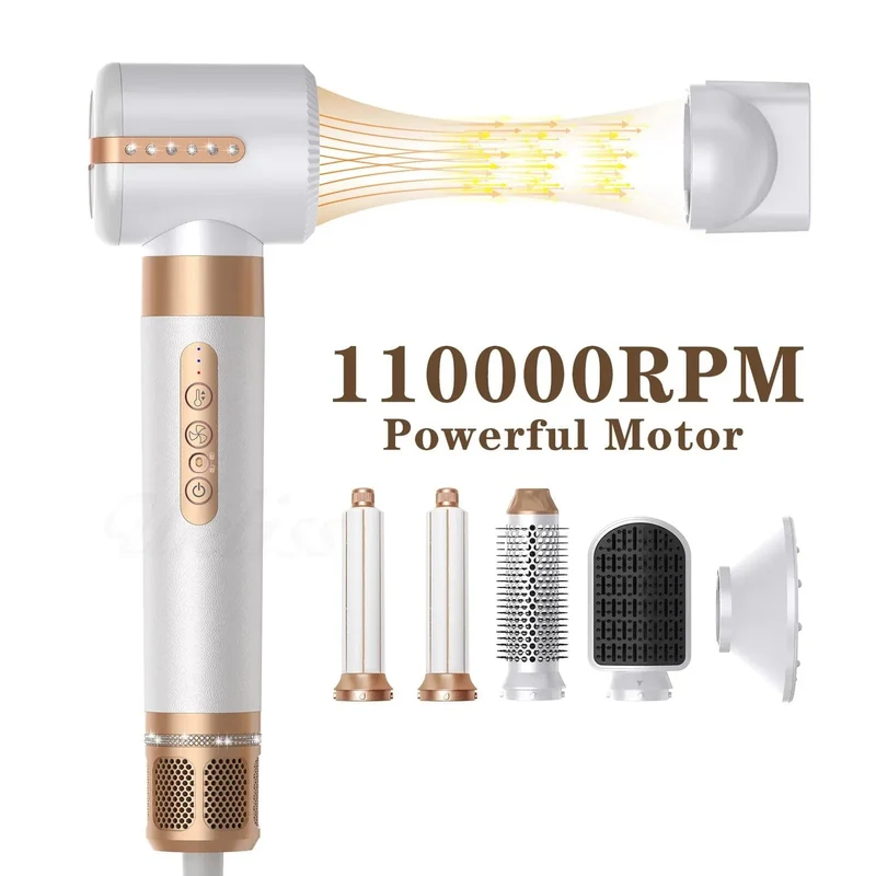 Professioneller Haartrockner, 7-in-1-Hochgeschwindigkeits-Haartrockner, Haarglätter, elektrischer Lockenwickler, multifunktionales Styling-Werkzeugset