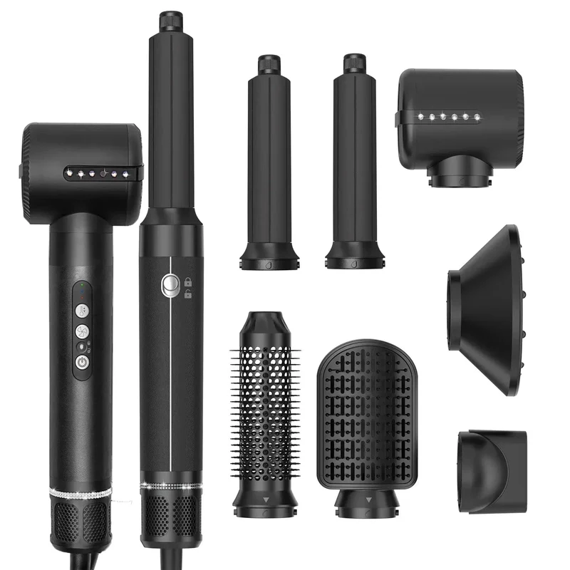 Professioneller Haartrockner, 7-in-1-Hochgeschwindigkeits-Haartrockner, Haarglätter, elektrischer Lockenwickler, multifunktionales Styling-Werkzeugset