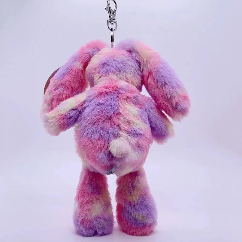 20 cm Fantastischer Regenbogen Bunter Schlüsselanhänger Plüschtiere Weiche Kuscheltiere Bär Kaninchen Puppentasche Anhänger Spielzeug Schulranzen Anhänger