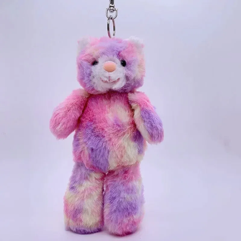 20 cm Fantastischer Regenbogen Bunter Schlüsselanhänger Plüschtiere Weiche Kuscheltiere Bär Kaninchen Puppentasche Anhänger Spielzeug Schulranzen Anhänger