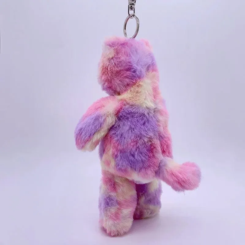 20 cm Fantastischer Regenbogen Bunter Schlüsselanhänger Plüschtiere Weiche Kuscheltiere Bär Kaninchen Puppentasche Anhänger Spielzeug Schulranzen Anhänger